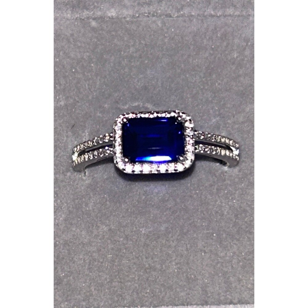 Sterling Silver Blue Moissanite ring sz 10